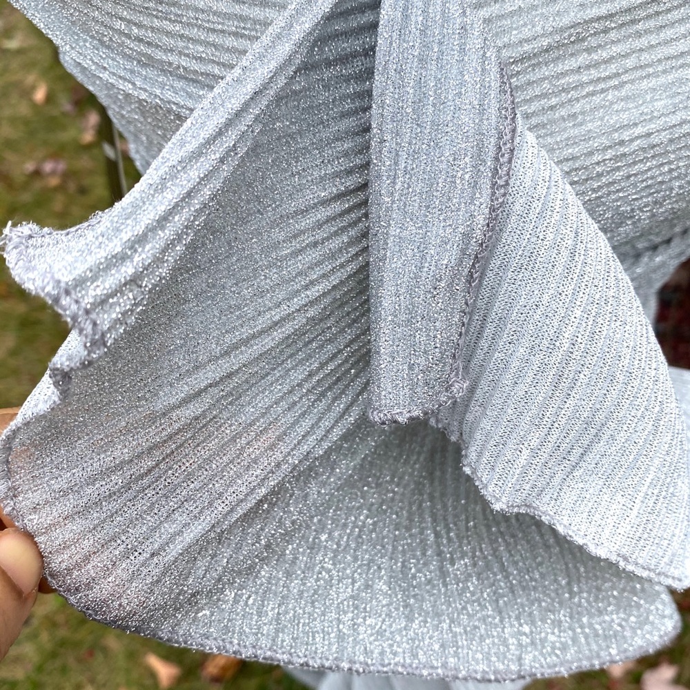 Silver Glitter Strapless Ruched Bodycon Mini Dress - Picture 4 of 9